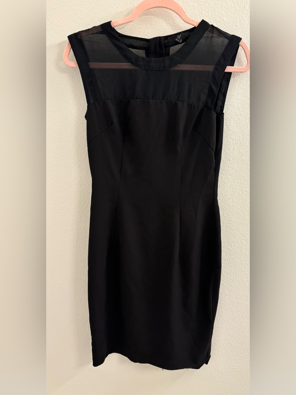 Black Sheath Dress with Mesh Yoke